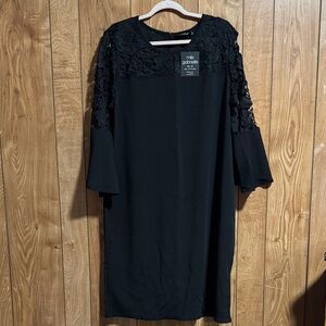 Black Lace Sleeve Dress